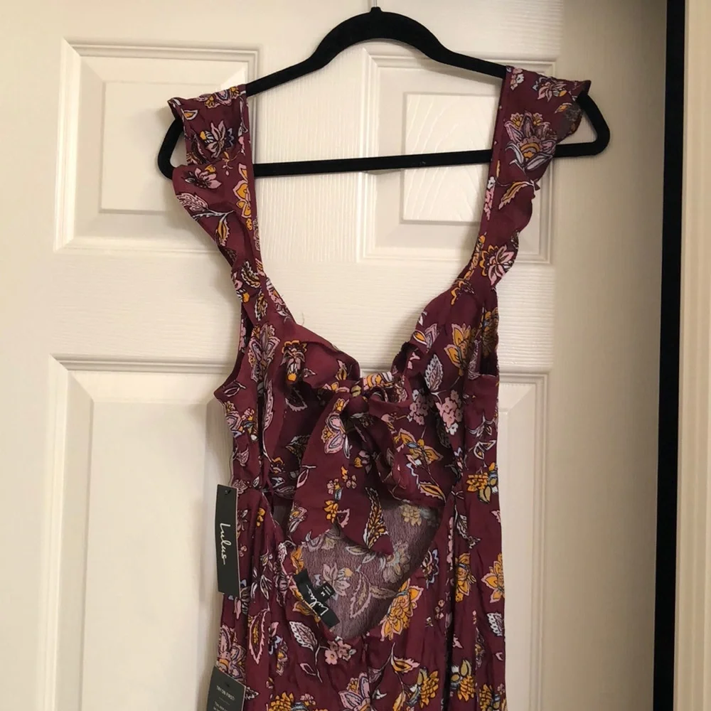 Lulu's Burgundy Floral Maxi Dress - Picture 5 of 5